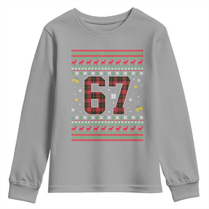 67 Christmas Red Plaid Youth Sweatshirt Funny Six Seven Meme Holiday Vibes Graphic TS02 Sport Gray Print Your Wear