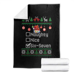 Funny 67 Christmas Checklist Throw Blanket Naughty Nice Six Seven Meme Holiday TS02 Black Print Your Wear