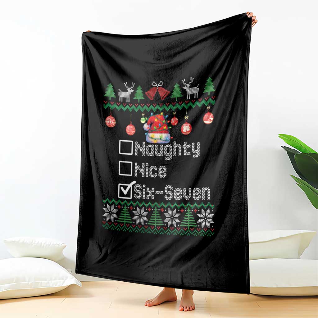 Funny 67 Christmas Checklist Throw Blanket Naughty Nice Six Seven Meme Holiday TS02 Print Your Wear