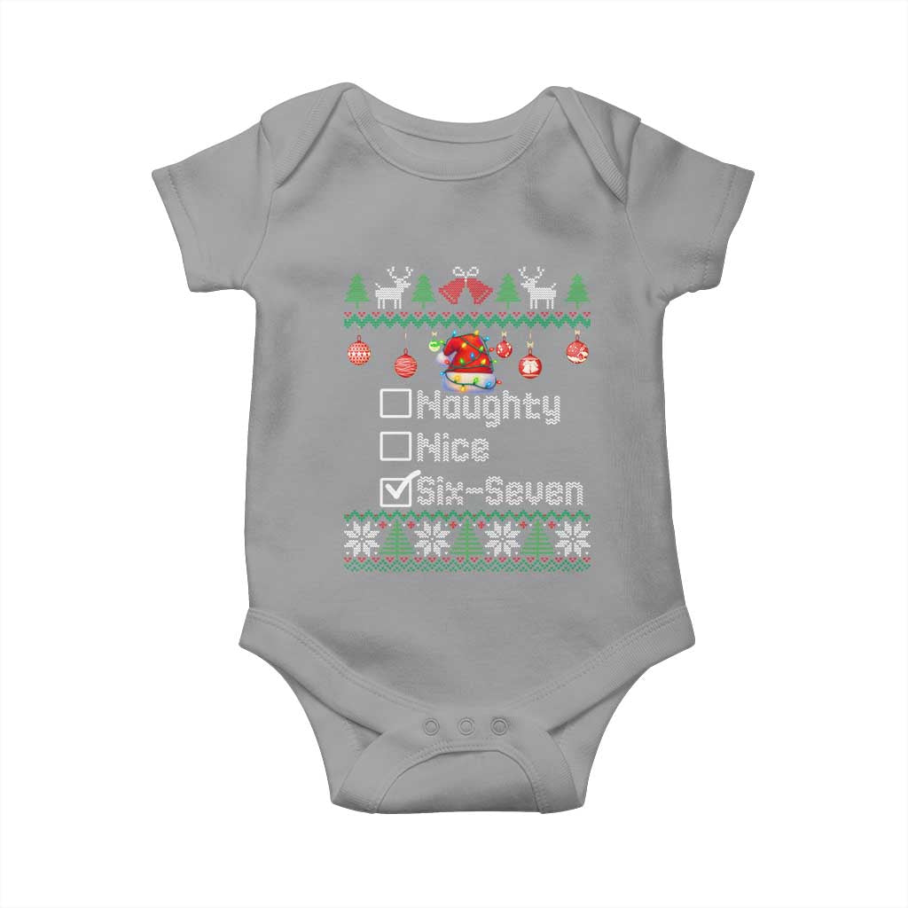 Funny 67 Christmas Checklist Baby Onesie Naughty Nice Six Seven Meme Holiday TS02 Sport Gray Print Your Wear