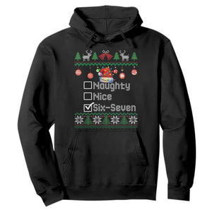 Funny 67 Christmas Checklist Hoodie Naughty Nice Six Seven Meme Holiday TS02 Black Print Your Wear