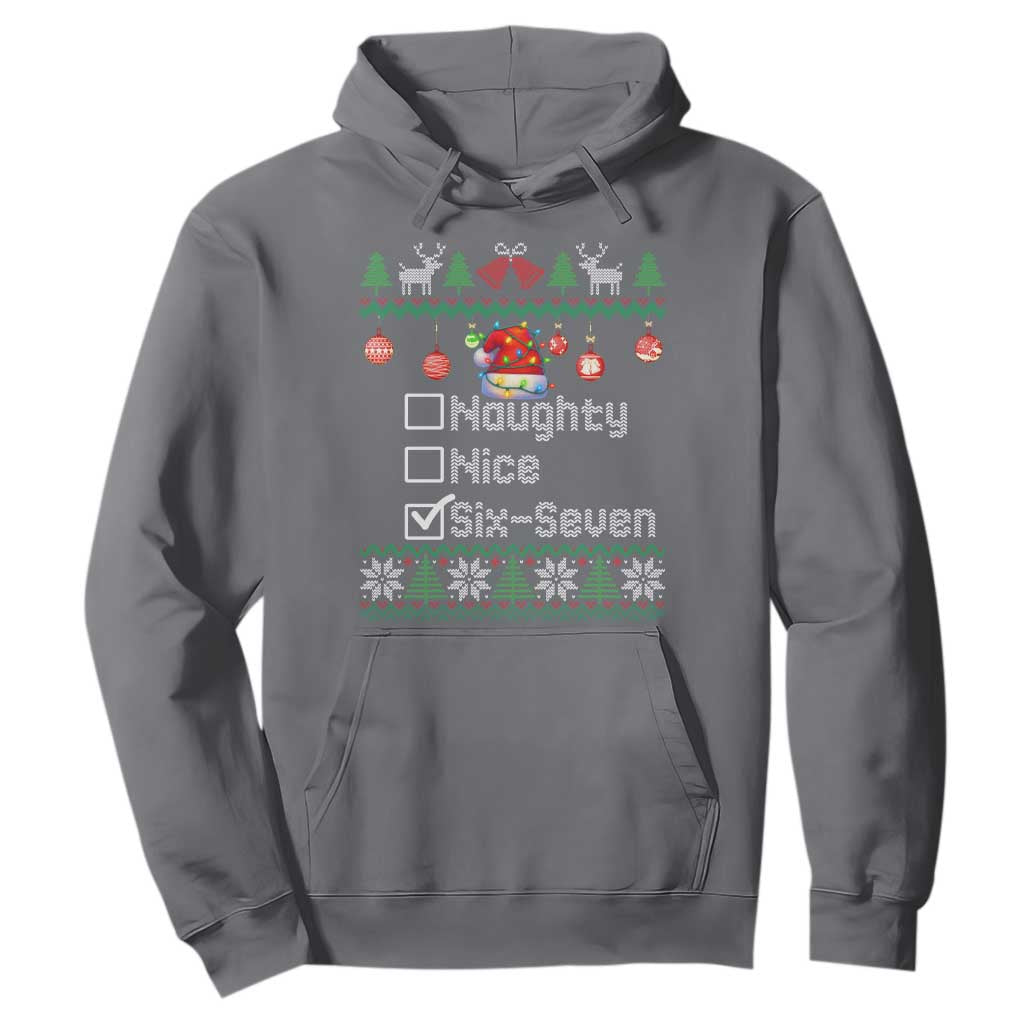 Funny 67 Christmas Checklist Hoodie Naughty Nice Six Seven Meme Holiday TS02 Charcoal Print Your Wear