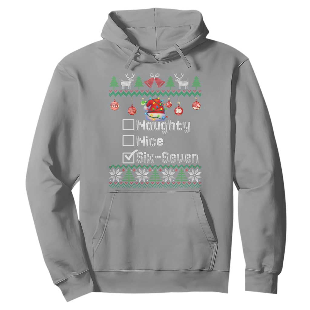 Funny 67 Christmas Checklist Hoodie Naughty Nice Six Seven Meme Holiday TS02 Sport Gray Print Your Wear