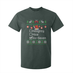 Funny 67 Christmas Checklist T Shirt For Kid Naughty Nice Six Seven Meme Holiday TS02 Dark Forest Green Print Your Wear