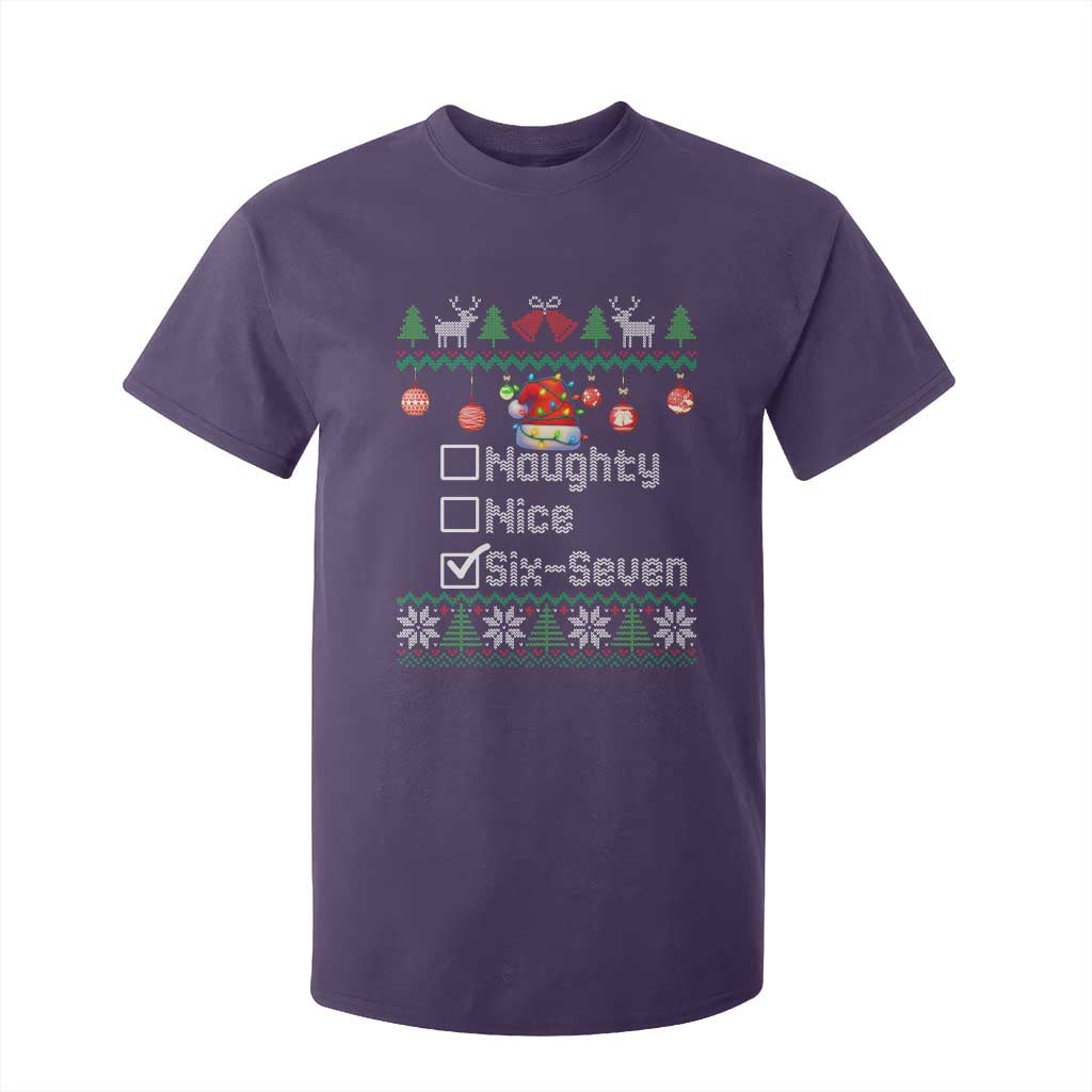 Funny 67 Christmas Checklist T Shirt For Kid Naughty Nice Six Seven Meme Holiday TS02 Purple Print Your Wear