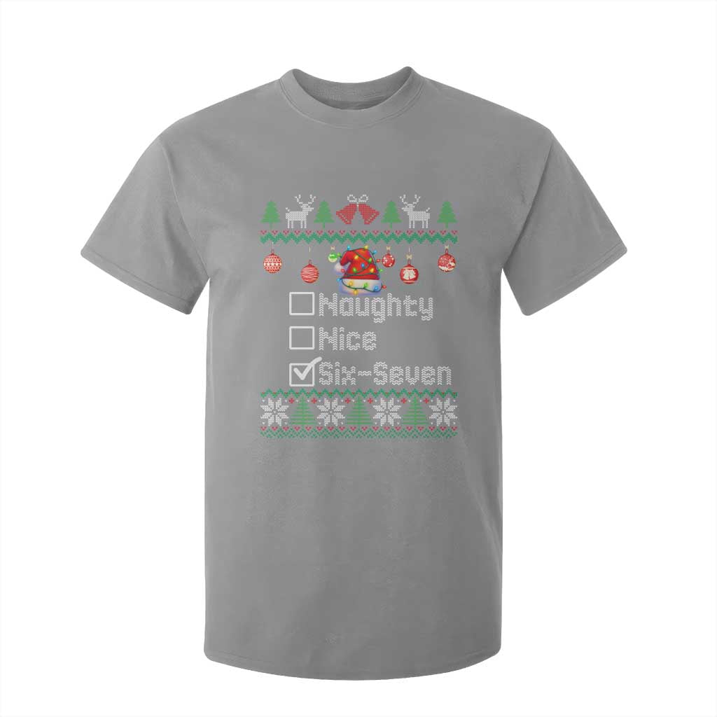 Funny 67 Christmas Checklist T Shirt For Kid Naughty Nice Six Seven Meme Holiday TS02 Sport Gray Print Your Wear