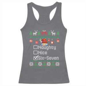 Funny 67 Christmas Checklist Racerback Tank Top Naughty Nice Six Seven Meme Holiday TS02 Charcoal Print Your Wear