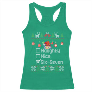 Funny 67 Christmas Checklist Racerback Tank Top Naughty Nice Six Seven Meme Holiday TS02 Irish Green Print Your Wear