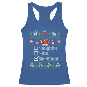 Funny 67 Christmas Checklist Racerback Tank Top Naughty Nice Six Seven Meme Holiday TS02 Royal Blue Print Your Wear