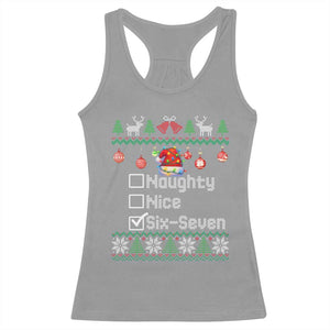 Funny 67 Christmas Checklist Racerback Tank Top Naughty Nice Six Seven Meme Holiday TS02 Sport Gray Print Your Wear