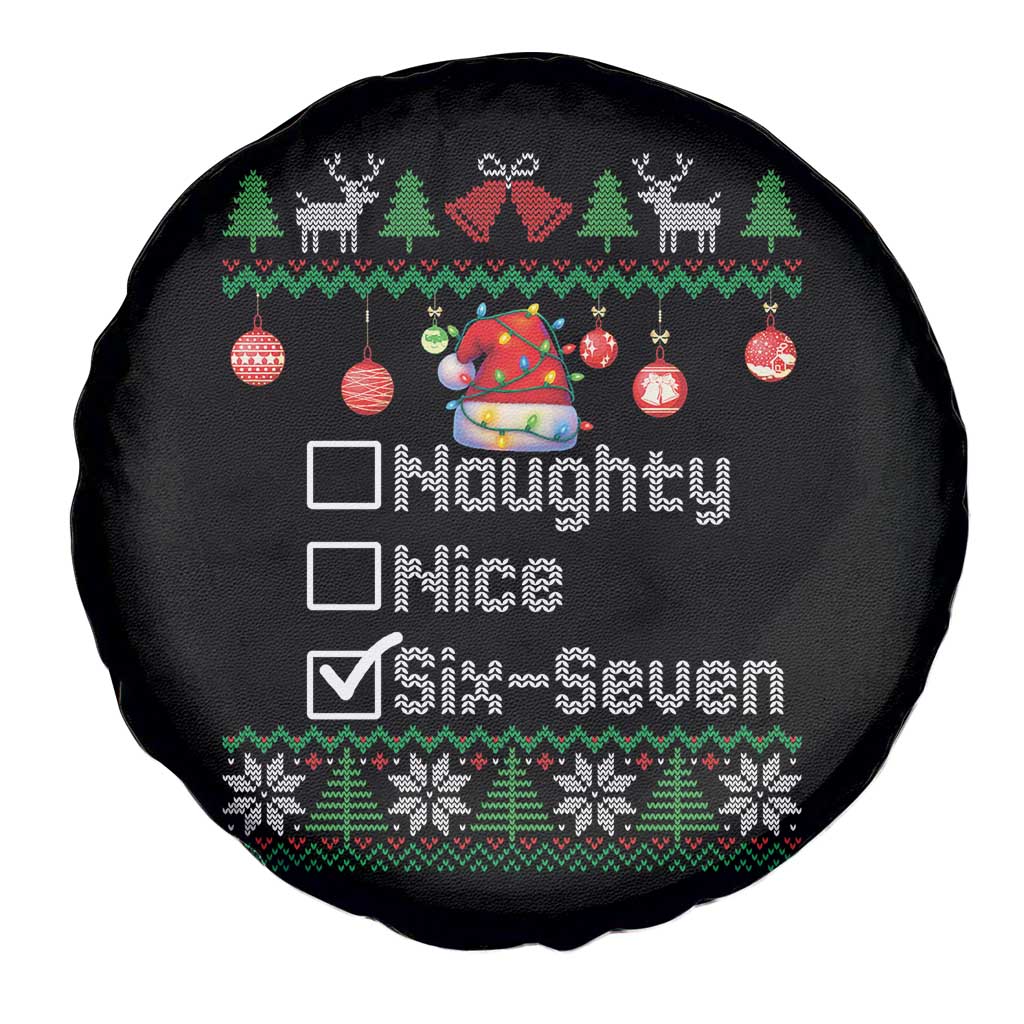 Funny 67 Christmas Checklist Spare Tire Cover Naughty Nice Six Seven Meme Holiday TS02 Print Your Wear