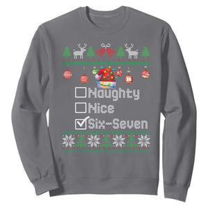 Funny 67 Christmas Checklist Sweatshirt Naughty Nice Six Seven Meme Holiday TS02 Charcoal Print Your Wear