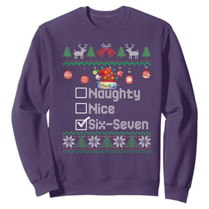 Funny 67 Christmas Checklist Sweatshirt Naughty Nice Six Seven Meme Holiday TS02 Purple Print Your Wear