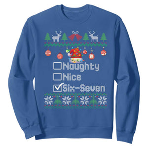 Funny 67 Christmas Checklist Sweatshirt Naughty Nice Six Seven Meme Holiday TS02 Royal Blue Print Your Wear