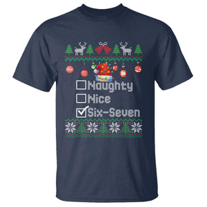 Funny 67 Christmas Checklist T Shirt Naughty Nice Six Seven Meme Holiday TS02 Navy Print Your Wear