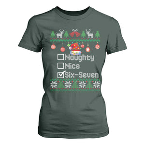 Funny 67 Christmas Checklist T Shirt For Women Naughty Nice Six Seven Meme Holiday TS02 Dark Forest Green Print Your Wear