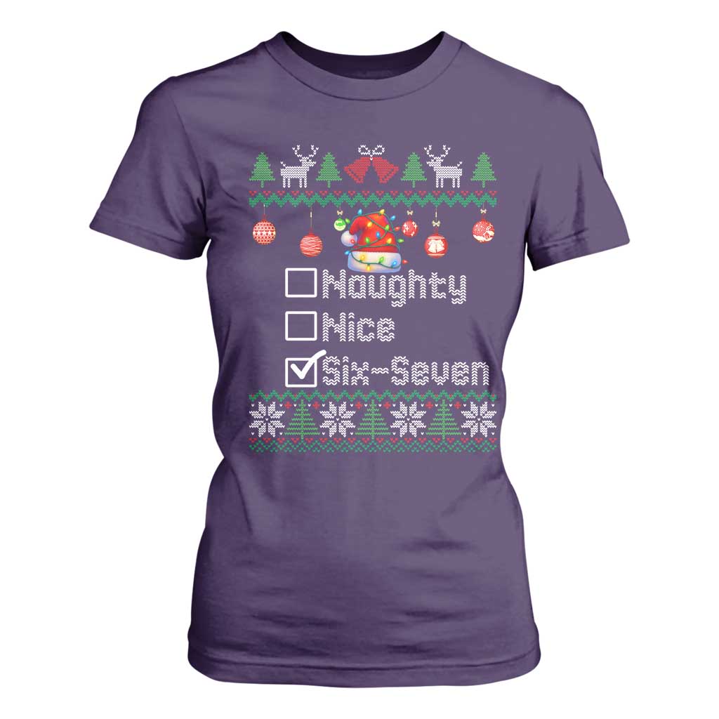 Funny 67 Christmas Checklist T Shirt For Women Naughty Nice Six Seven Meme Holiday TS02 Purple Print Your Wear
