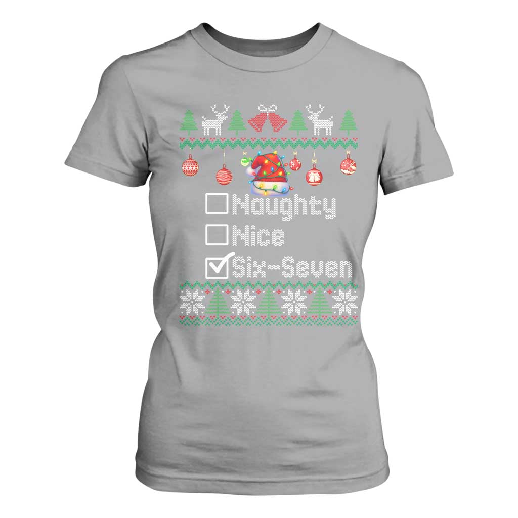 Funny 67 Christmas Checklist T Shirt For Women Naughty Nice Six Seven Meme Holiday TS02 Sport Gray Print Your Wear