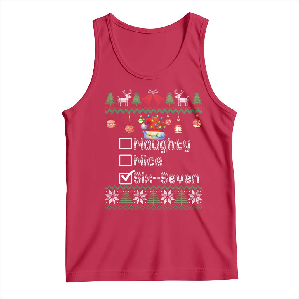 Funny 67 Christmas Checklist Tank Top Naughty Nice Six Seven Meme Holiday TS02 Red Print Your Wear