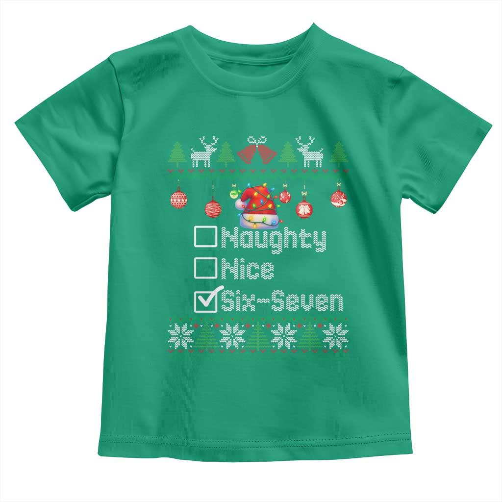 Funny 67 Christmas Checklist Toddler T Shirt Naughty Nice Six Seven Meme Holiday TS02 Irish Green Print Your Wear
