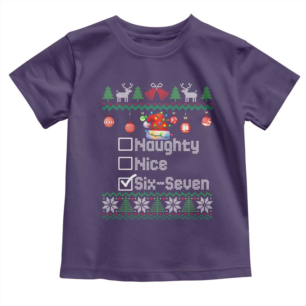 Funny 67 Christmas Checklist Toddler T Shirt Naughty Nice Six Seven Meme Holiday TS02 Purple Print Your Wear