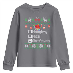 Funny 67 Christmas Checklist Youth Sweatshirt Naughty Nice Six Seven Meme Holiday TS02 Charcoal Print Your Wear