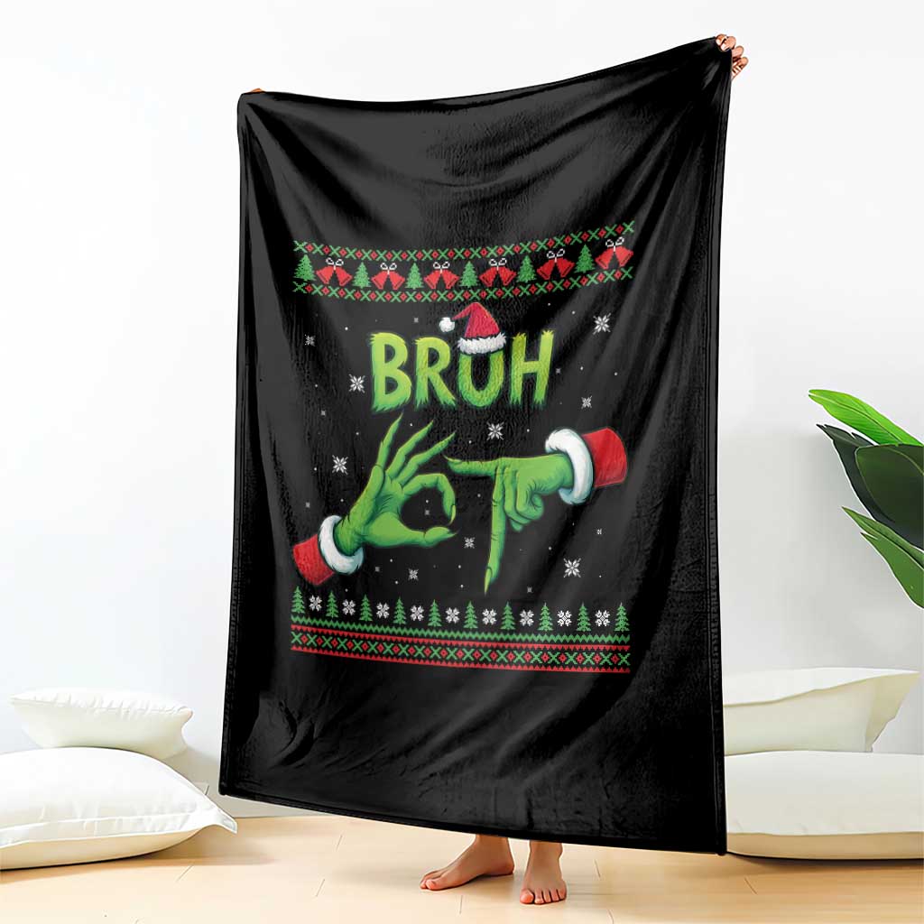 Christmas Bruh 67 Green Hands Meme Throw Blanket Funny Six Seven Meme Holiday Ugly Sweater TS02 Print Your Wear