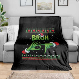 Christmas Bruh 67 Green Hands Meme Throw Blanket Funny Six Seven Meme Holiday Ugly Sweater TS02 Print Your Wear