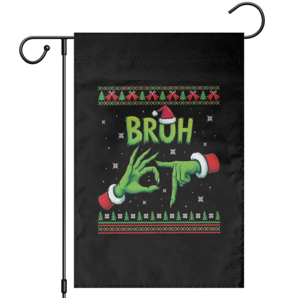 Christmas Bruh 67 Green Hands Meme Garden Flag Funny Six Seven Meme Holiday Ugly Sweater TS02 Black Print Your Wear