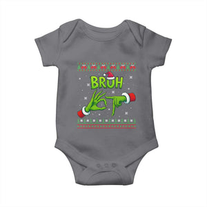 Christmas Bruh 67 Green Hands Meme Baby Onesie Funny Six Seven Meme Holiday Ugly Sweater TS02 Charcoal Print Your Wear