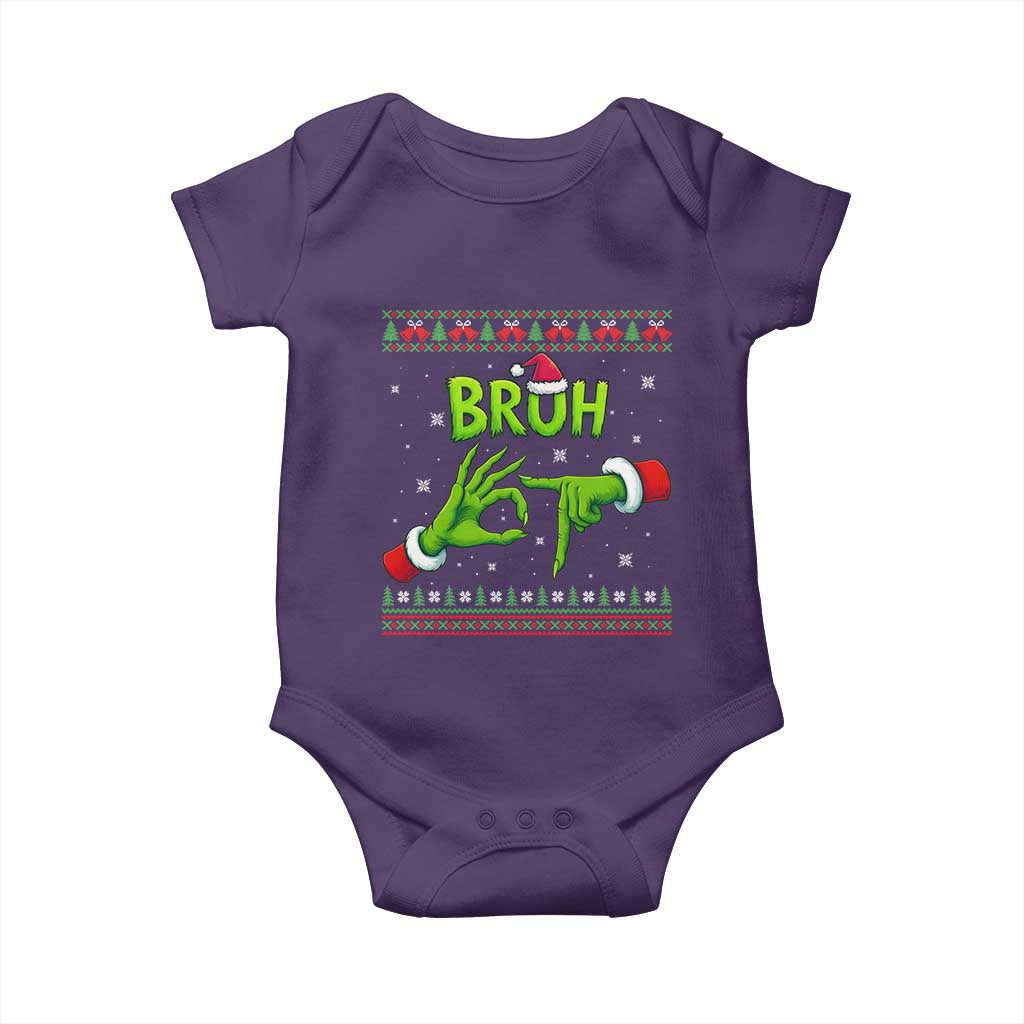 Christmas Bruh 67 Green Hands Meme Baby Onesie Funny Six Seven Meme Holiday Ugly Sweater TS02 Purple Print Your Wear