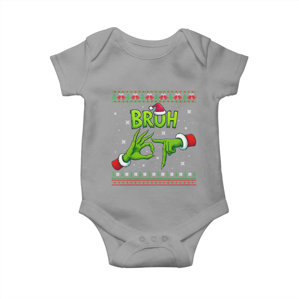 Christmas Bruh 67 Green Hands Meme Baby Onesie Funny Six Seven Meme Holiday Ugly Sweater TS02 Sport Gray Print Your Wear