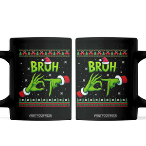 Christmas Bruh 67 Green Hands Meme Coffee Mug Funny Six Seven Meme Holiday Ugly Sweater TS02 Black Print Your Wear