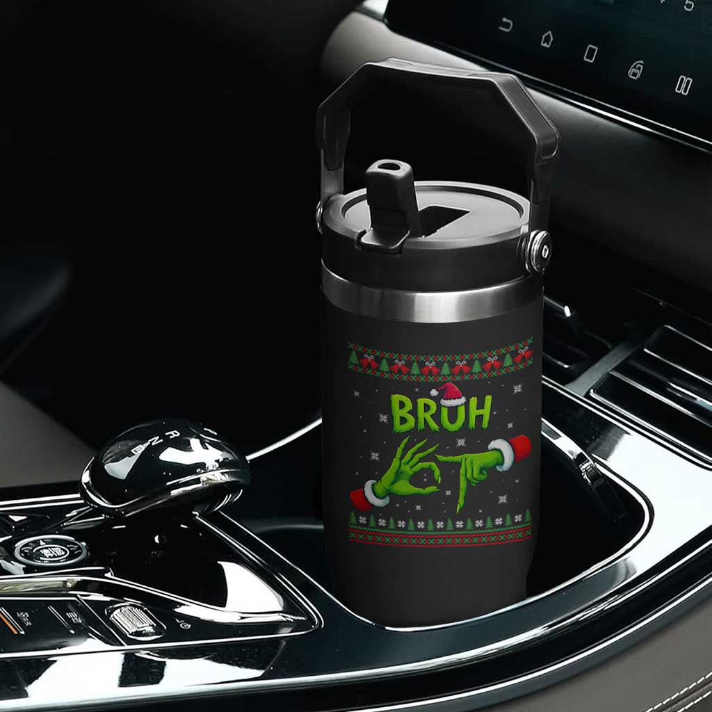 Christmas Bruh 67 Green Hands Meme Flip Straw Tumbler Funny Six Seven Meme Holiday Ugly Sweater TS02 Print Your Wear