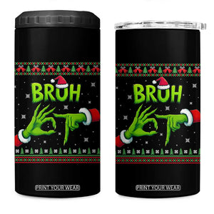 Christmas Bruh 67 Green Hands Meme 4 in 1 Can Cooler Tumbler Funny Six Seven Meme Holiday Ugly Sweater TS02 One Size: 16 oz Black Print Your Wear