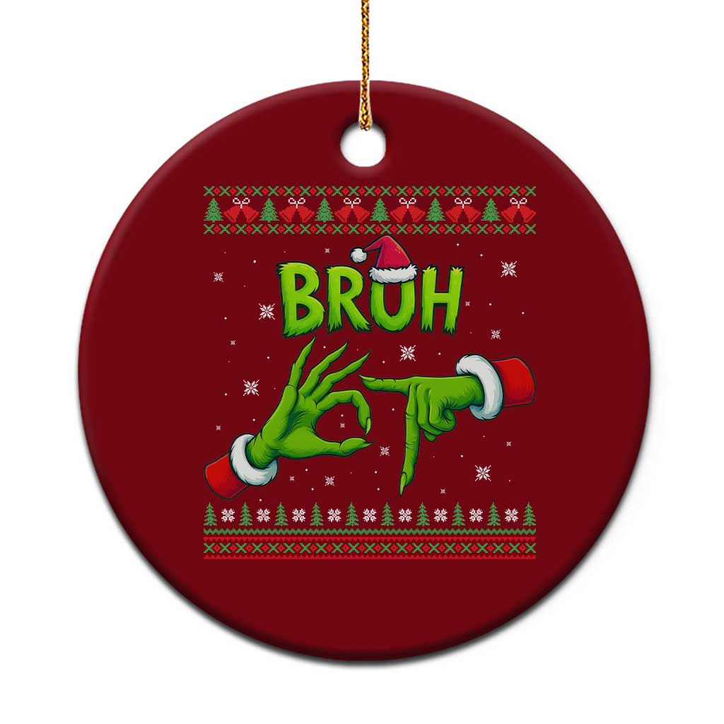 Christmas Bruh 67 Green Hands Meme Ceramic Ornament Funny Six Seven Meme Holiday Ugly Sweater TS02 1pc Red Print Your Wear