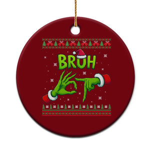 Christmas Bruh 67 Green Hands Meme Ceramic Ornament Funny Six Seven Meme Holiday Ugly Sweater TS02 1pc Red Print Your Wear