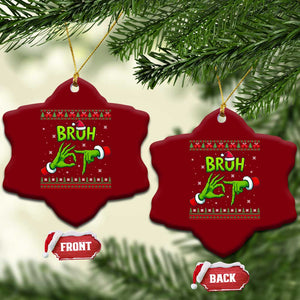 Christmas Bruh 67 Green Hands Meme Ceramic Ornament Funny Six Seven Meme Holiday Ugly Sweater TS02 Print Your Wear