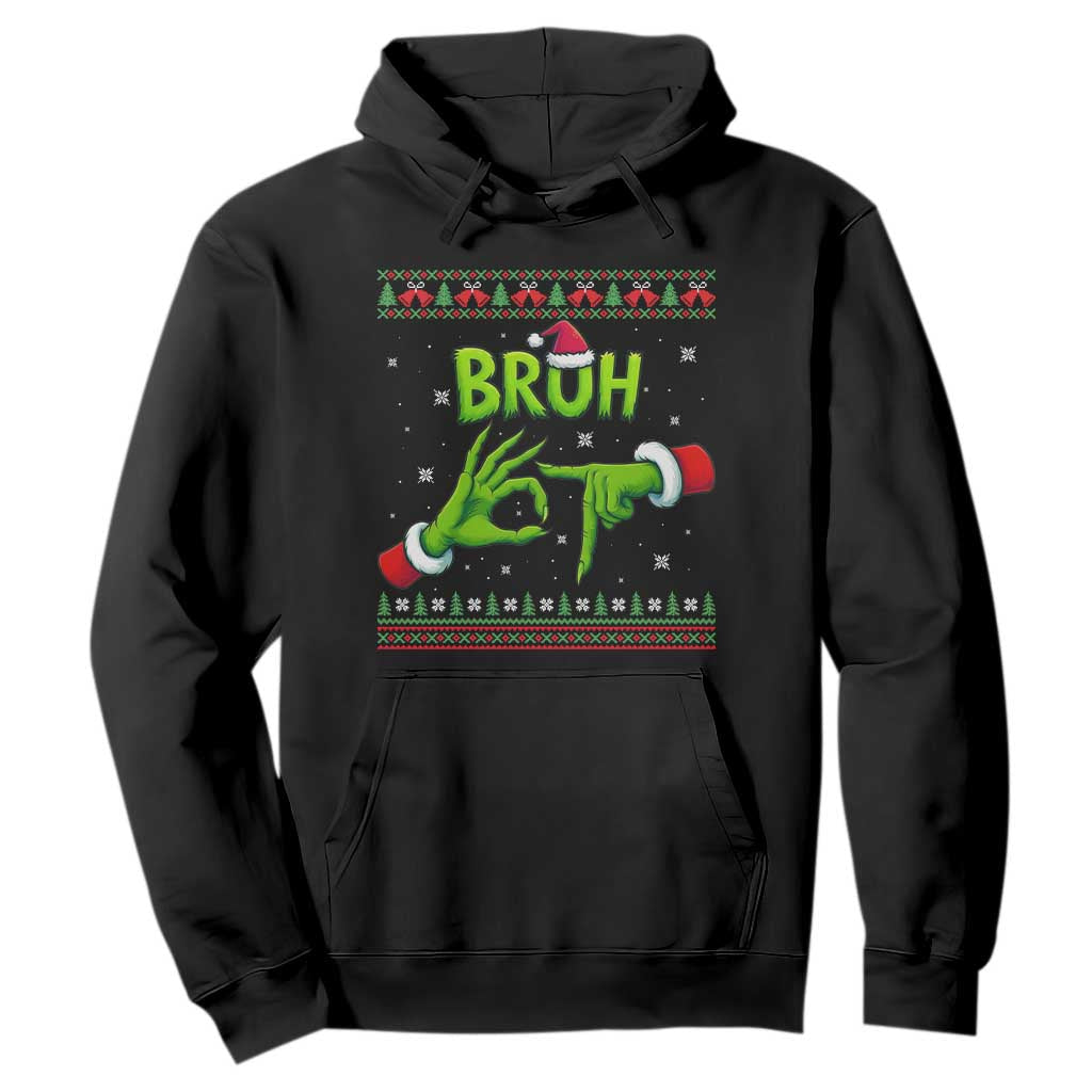 Christmas Bruh 67 Green Hands Meme Hoodie Funny Six Seven Meme Holiday Ugly Sweater TS02 Black Print Your Wear