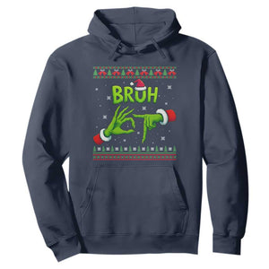 Christmas Bruh 67 Green Hands Meme Hoodie Funny Six Seven Meme Holiday Ugly Sweater TS02 Navy Print Your Wear