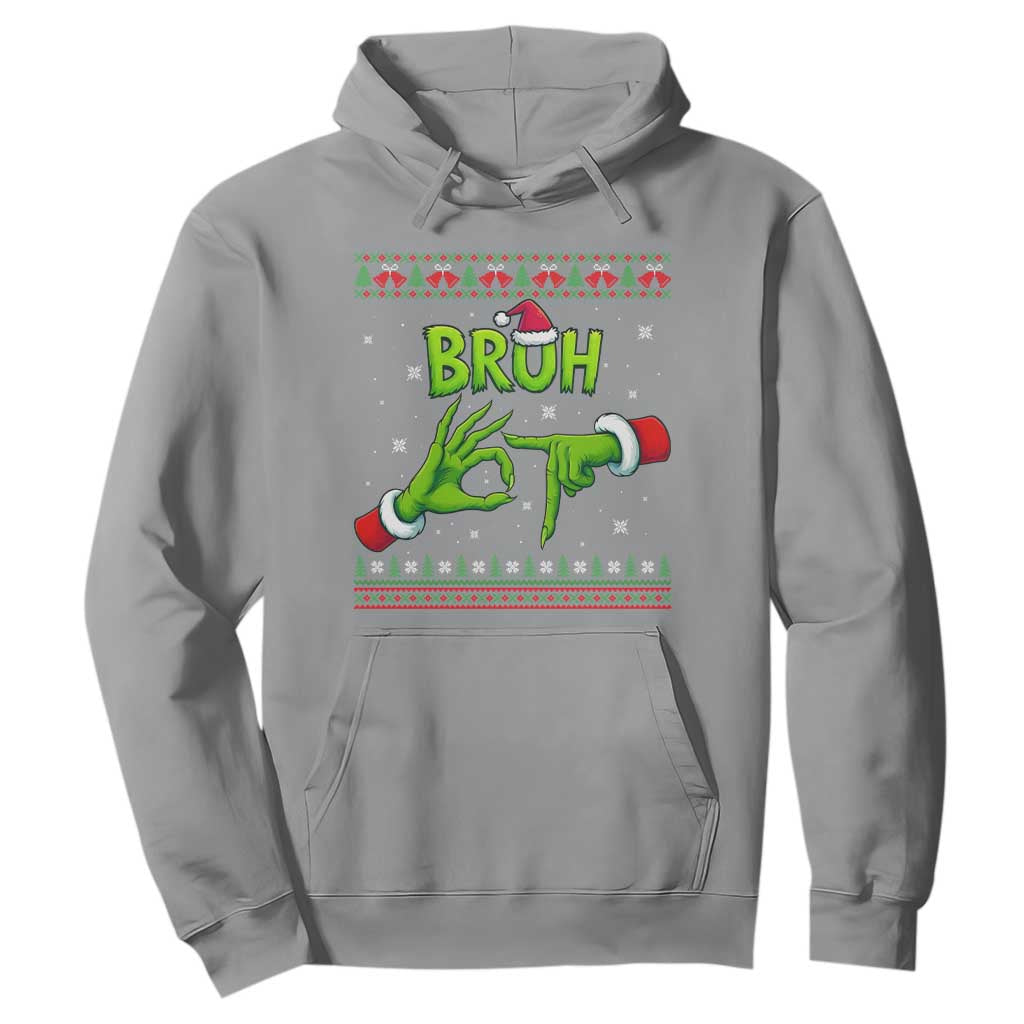 Christmas Bruh 67 Green Hands Meme Hoodie Funny Six Seven Meme Holiday Ugly Sweater TS02 Sport Gray Print Your Wear