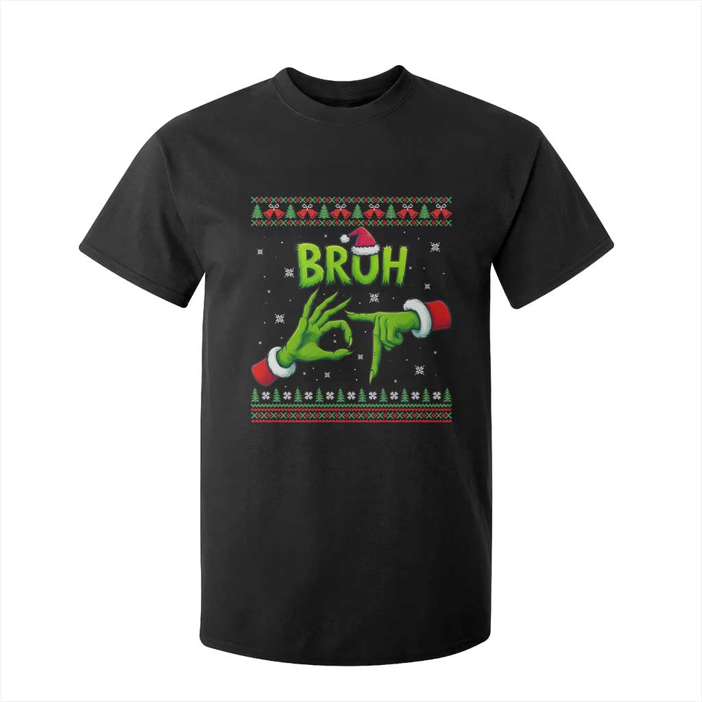 Christmas Bruh 67 Green Hands Meme T Shirt For Kid Funny Six Seven Meme Holiday Ugly Sweater TS02 Black Print Your Wear