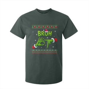 Christmas Bruh 67 Green Hands Meme T Shirt For Kid Funny Six Seven Meme Holiday Ugly Sweater TS02 Dark Forest Green Print Your Wear