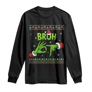 Christmas Bruh 67 Green Hands Meme Long Sleeve Shirt Funny Six Seven Meme Holiday Ugly Sweater TS02 Black Print Your Wear