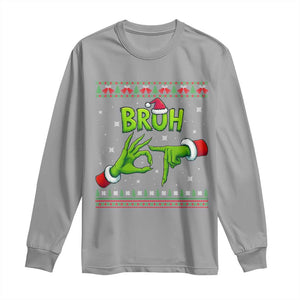 Christmas Bruh 67 Green Hands Meme Long Sleeve Shirt Funny Six Seven Meme Holiday Ugly Sweater TS02 Sport Gray Print Your Wear