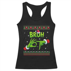 Christmas Bruh 67 Green Hands Meme Racerback Tank Top Funny Six Seven Meme Holiday Ugly Sweater TS02 Black Print Your Wear