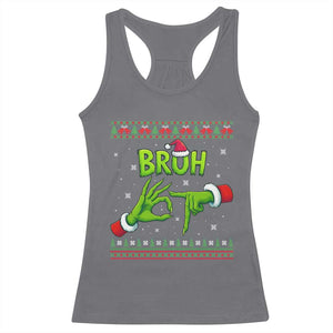 Christmas Bruh 67 Green Hands Meme Racerback Tank Top Funny Six Seven Meme Holiday Ugly Sweater TS02 Charcoal Print Your Wear