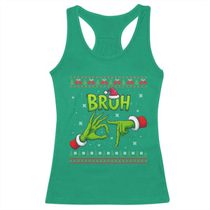 Christmas Bruh 67 Green Hands Meme Racerback Tank Top Funny Six Seven Meme Holiday Ugly Sweater TS02 Irish Green Print Your Wear