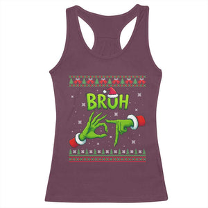 Christmas Bruh 67 Green Hands Meme Racerback Tank Top Funny Six Seven Meme Holiday Ugly Sweater TS02 Maroon Print Your Wear
