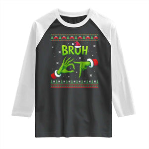 Christmas Bruh 67 Green Hands Meme Raglan Shirt Funny Six Seven Meme Holiday Ugly Sweater TS02 Black White Print Your Wear